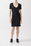 ATM SS V-Neck Side Ruched Dress