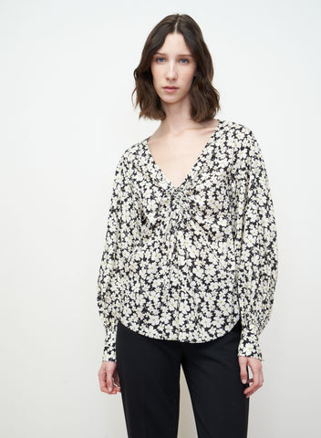 Rebecca Taylor Paige Fleur Drawstring Blouse