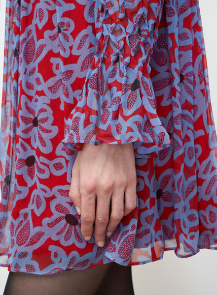 Rebecca Taylor Vera Fleur Smocked Chiffon Dress