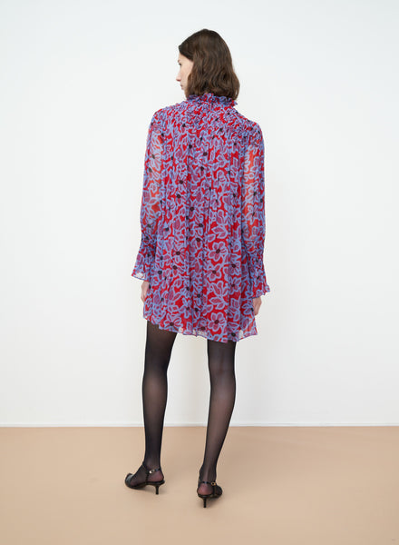 Rebecca Taylor Vera Fleur Smocked Chiffon Dress